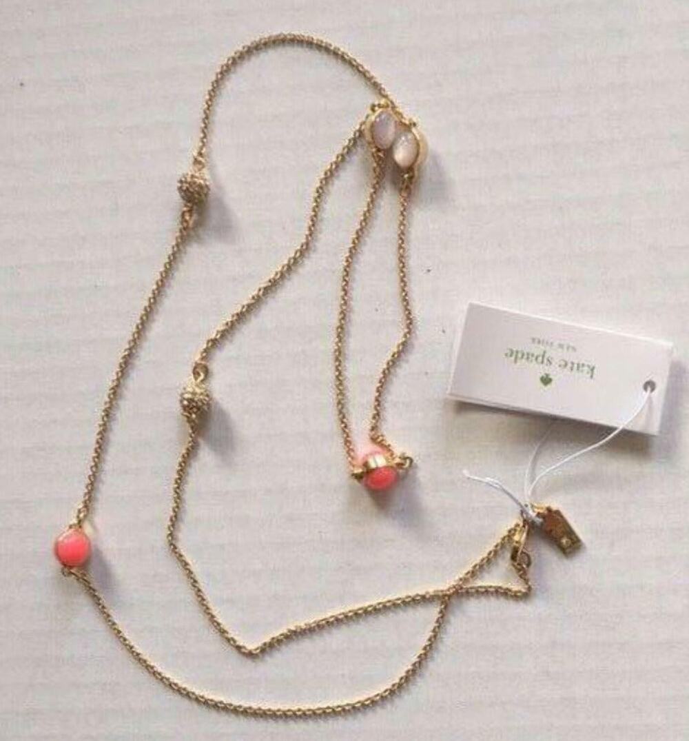 Kate Spade Bashful Blossom Pink Crystal Long Necklace